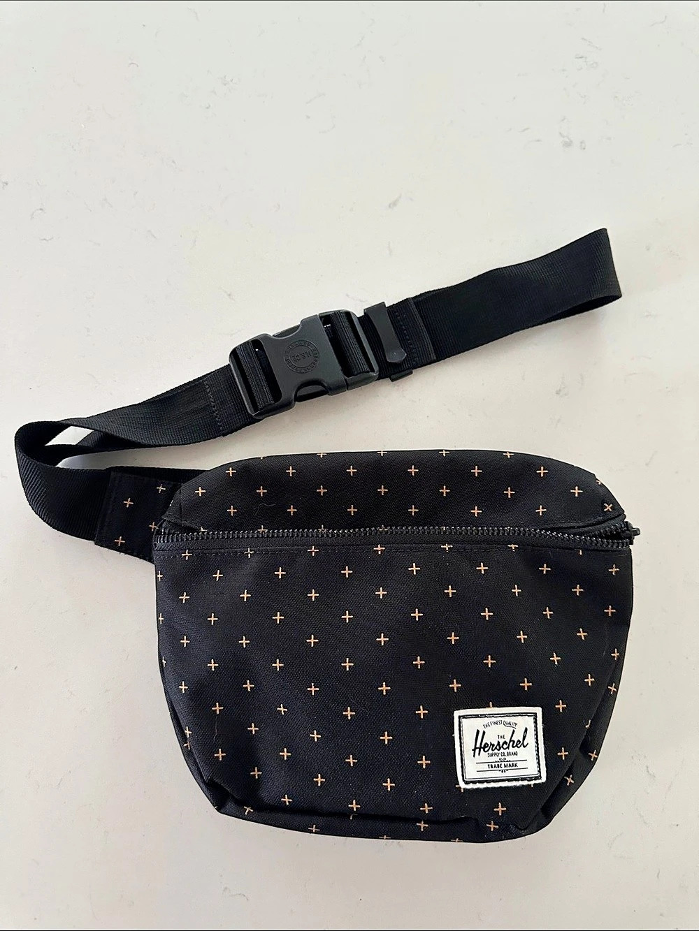 Herschel Black & Gold Geometric Belt Bag